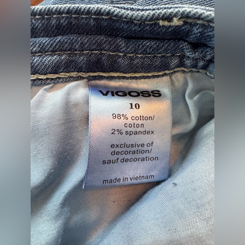 Vigoss Crop Straight raw hem blue denim jeans size 10 Euc - Picture 6 of 9